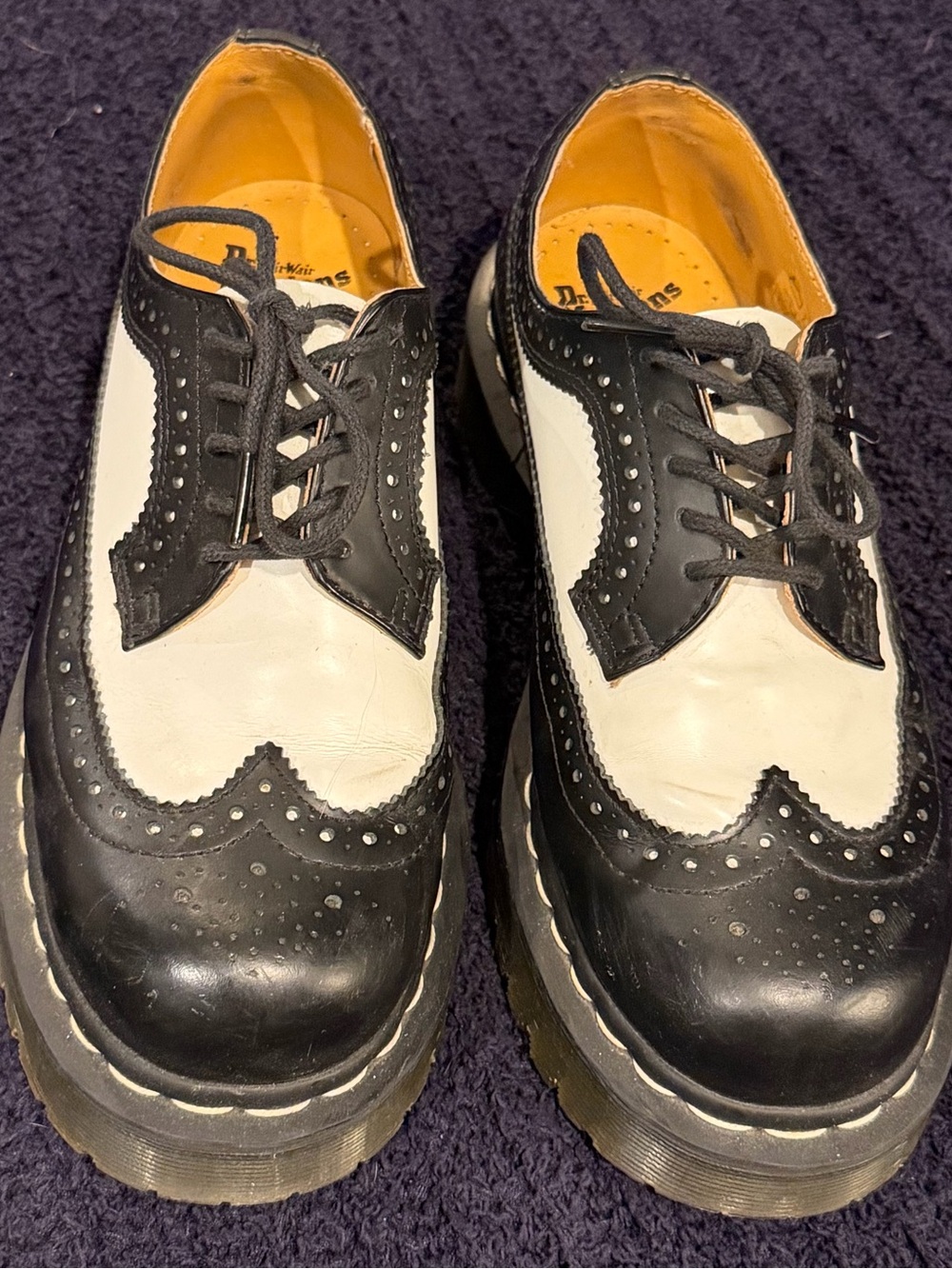 Dr. Martens 3989 Bex Black White Brogue Oxford Shoes EU 38 US 7